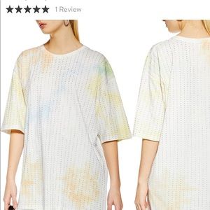 Topshop Tye Dye Crystal Oversize Tee